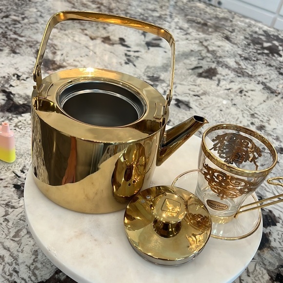 NWT GOLD METAL TEA POT 1.5 LITER - Picture 15 of 17